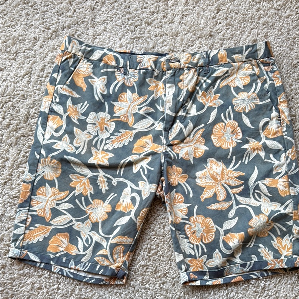 Scotch & Soda Gray and Orange Flat Front Shorts